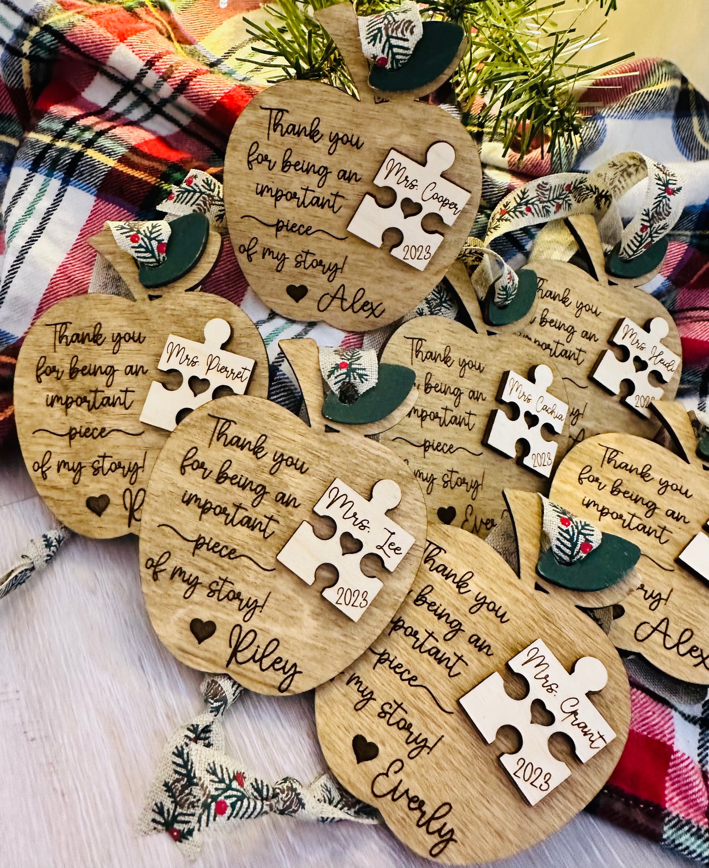 Piece of my Story Personalized Teacher Ornament
