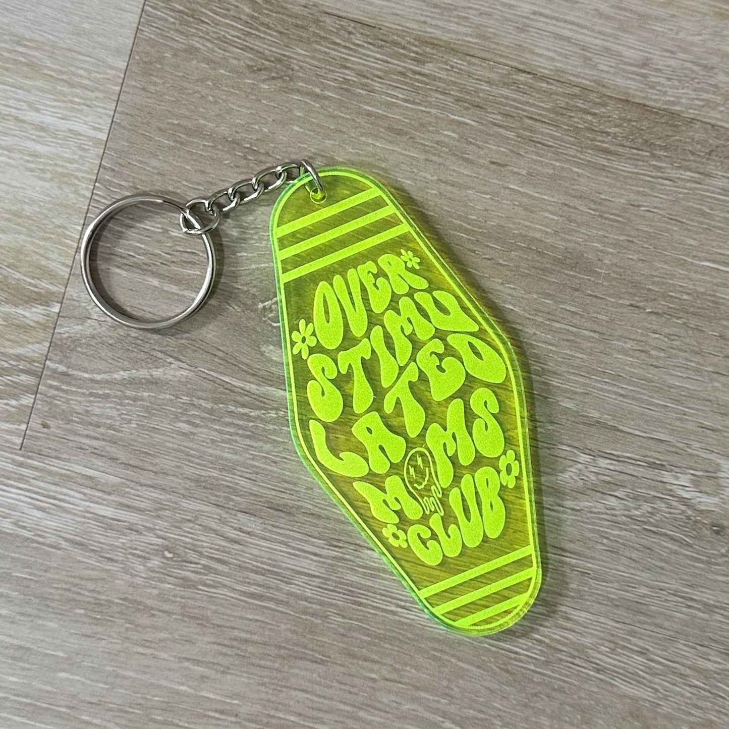 Overstimulated Moms Club Motel Keychain