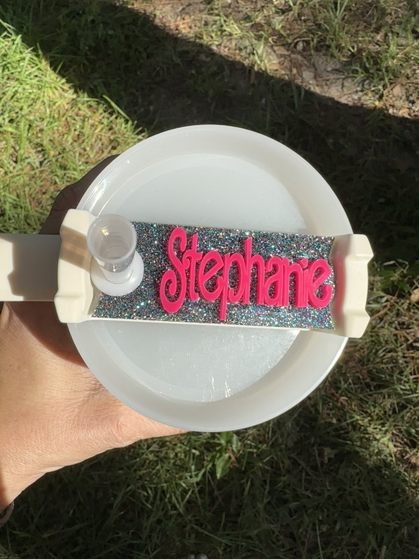 Personalized Acrylic Glitter Tumbler Name Tag For Tumbler Plate